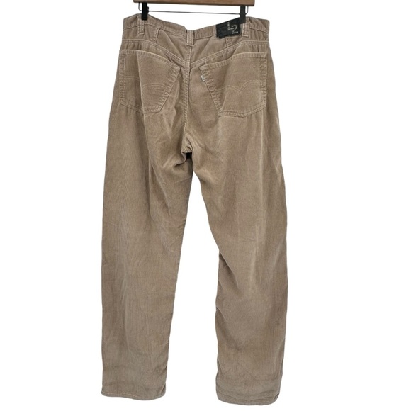 Vintage 90s Levi's L2 Corduroy Pants Relaxed Fit 100% Cotton Paper Tag Tan | 36" - Picture 5 of 13